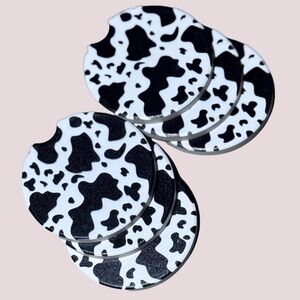 NWT 3 Pairs Cow Print‎ Car Coasters